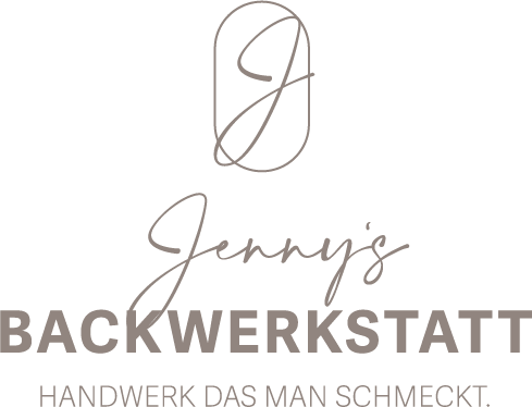 Logo mit Schriftzug "Jenny's BACKWERKSTATT" und dem Slogan "Handwerk das man schmeckt" darunter.