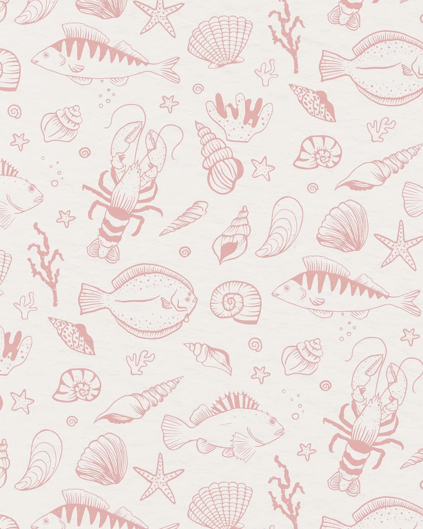Got carried away drawing sea creatures and now it&rsquo;s a pattern 🦞🐚🐠