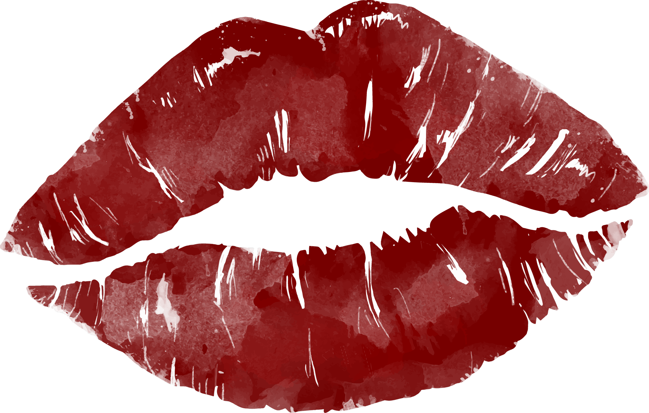 Digital illustration of red lips with white highlights against a black background.