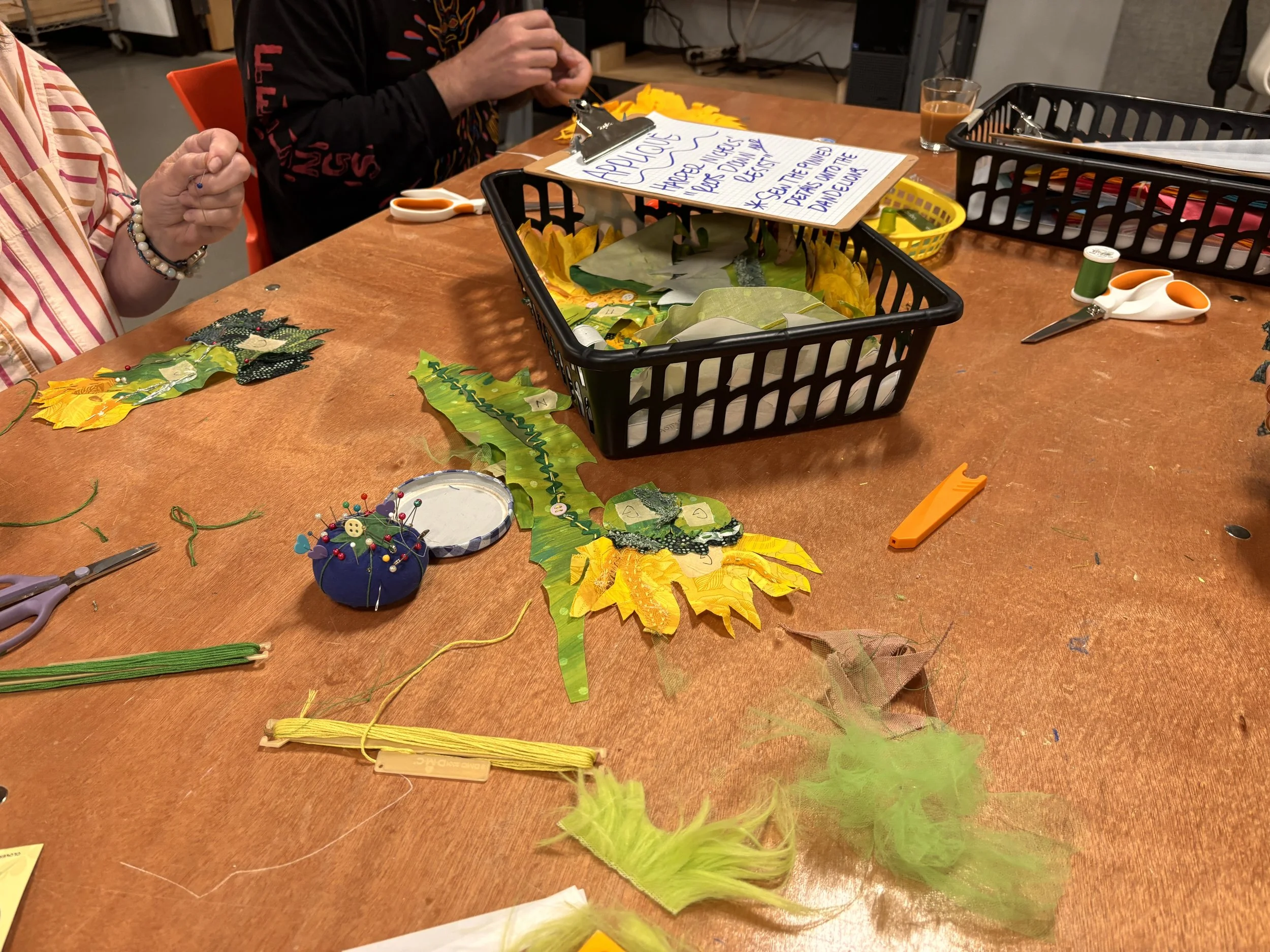 Cutting out the pieces of the flowers