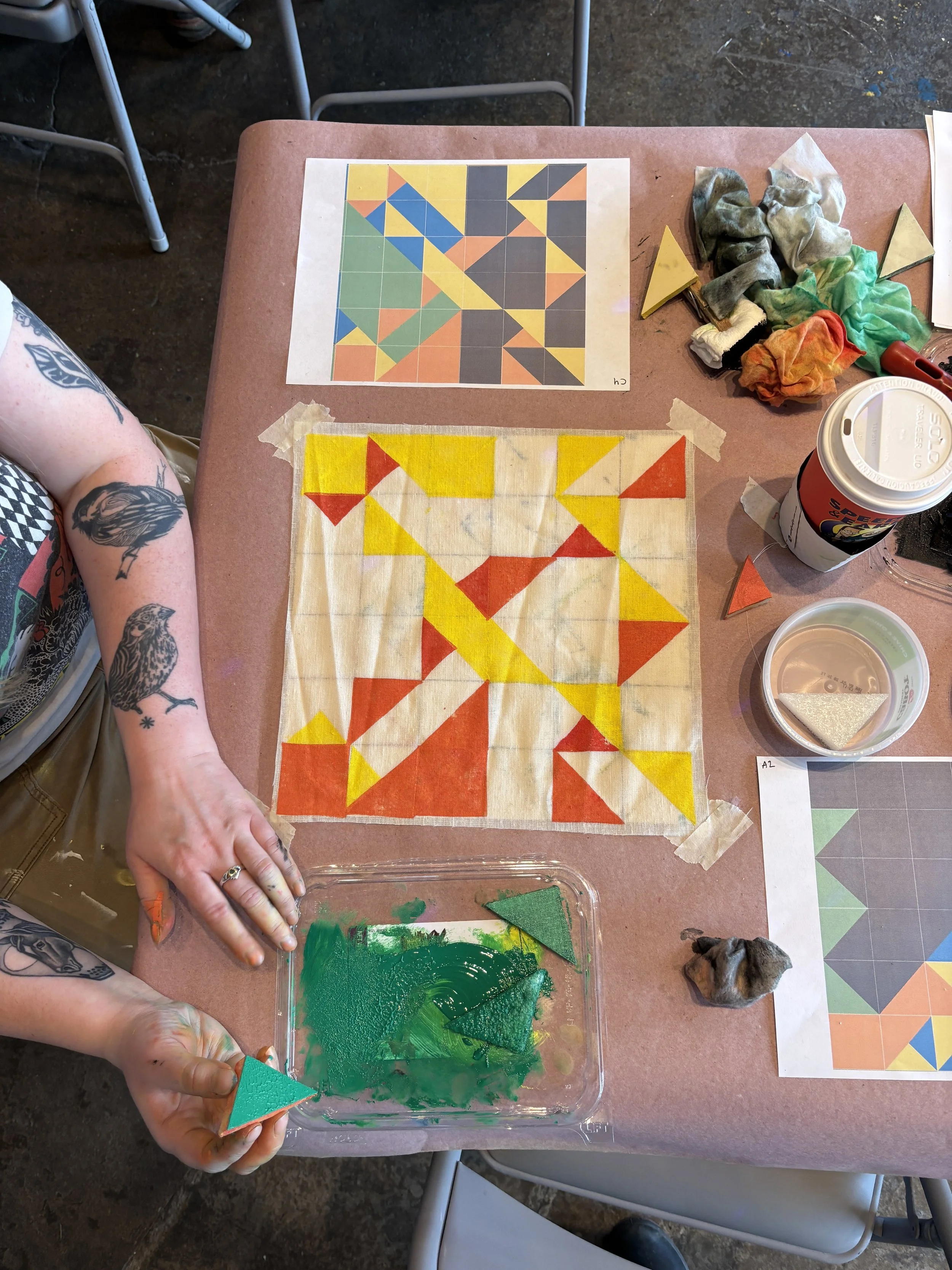 Block printing the quilt blocks