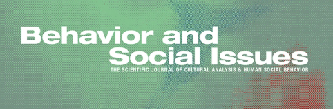 Green cover page with the title 'Behavior and Social Issues' and a subtitle indicating it is from 'The Scientific Journal of Cultural Analysis & Human Social Behavior'