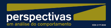 Logo with yellow and blue colors, featuring the logo of the Journal  'Perspectivas em Análise do Comportamento'