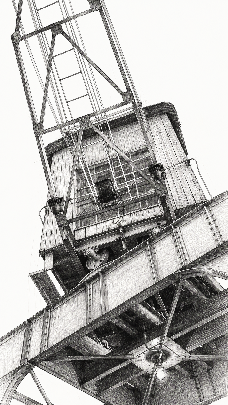 A large crane, light colour, one of the iconic images of Dock Station, City of Belem, Brazil