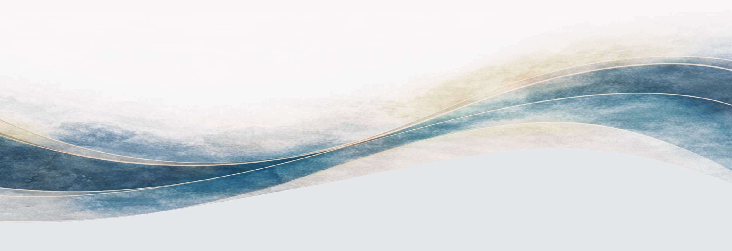 Abstract watercolor waves in shades of blue, beige, and white with curved lines.