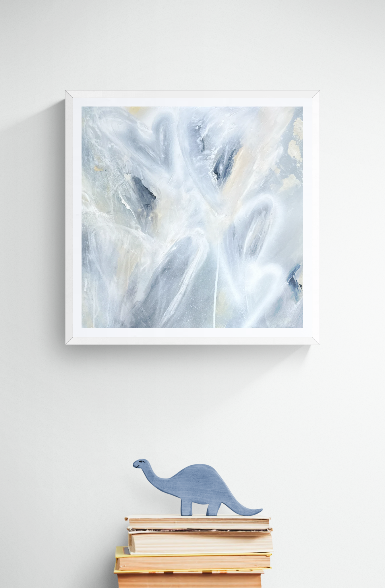 Blue abstract art books and dinosaur kids space.png