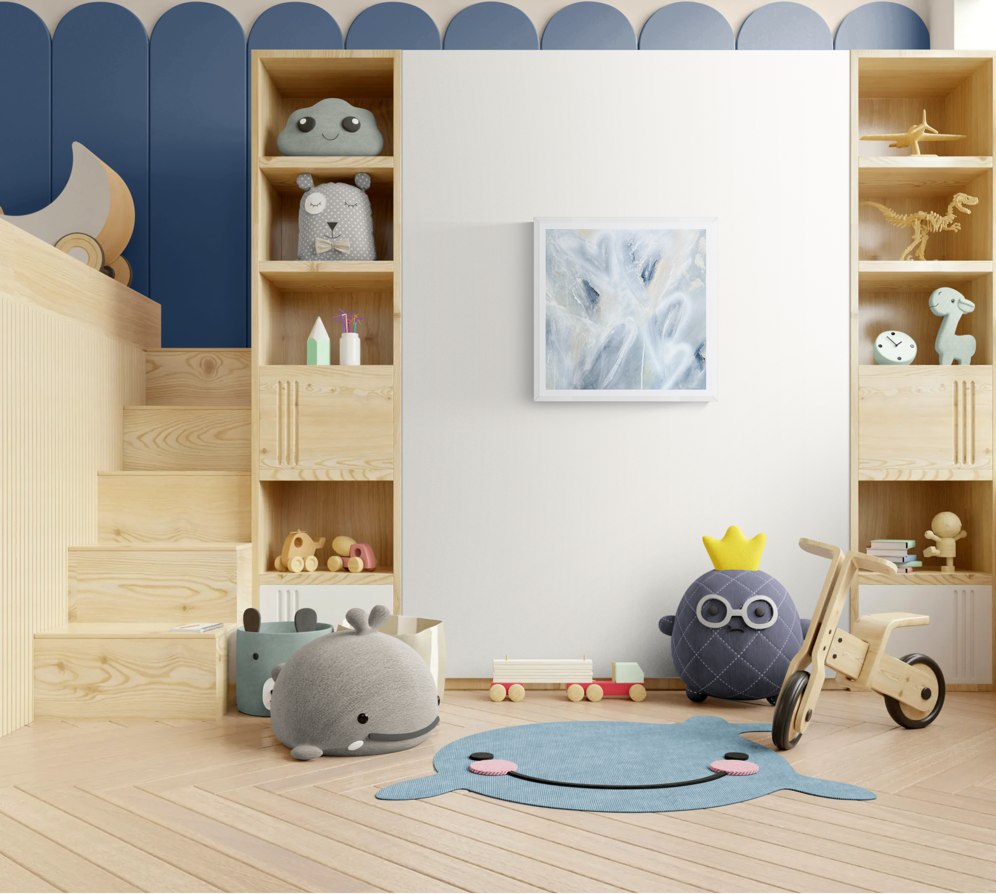 Blue heart abstract art kids playroom.png