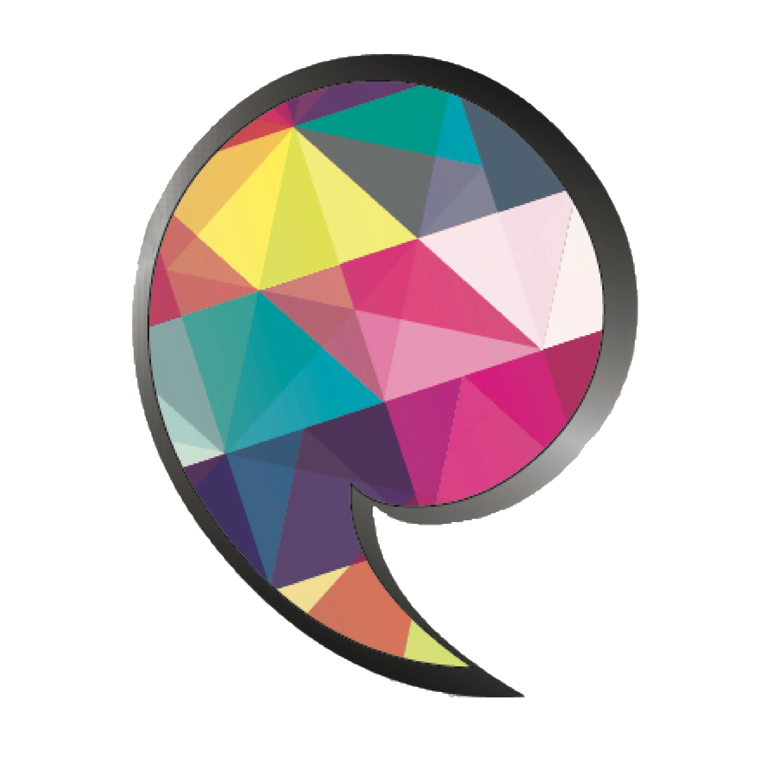 Colorful, faceted jewel or diamond petal design suggestive of a gemstone with a metallic edge, set against a black background.