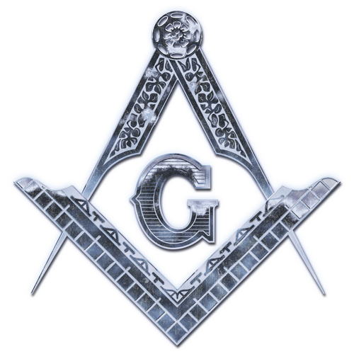 A logo featuring a blue square with a gray Masonic square and compass, a prominent letter G in the center, and intricate decorative patterns.