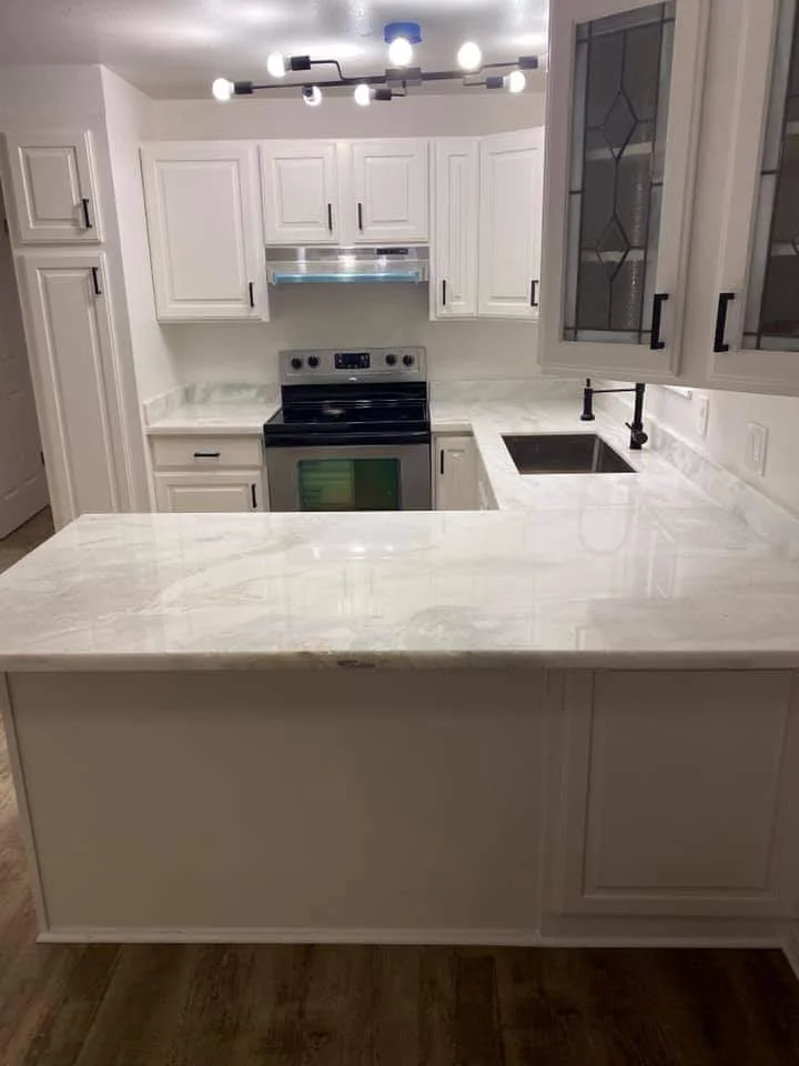 Old wood cabinets after painting