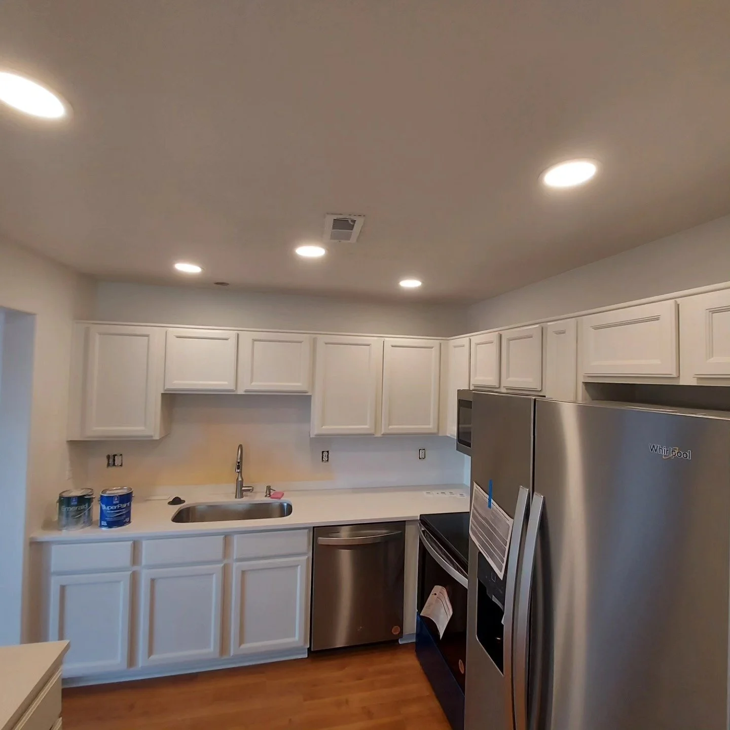 Oak cabinets after being painting