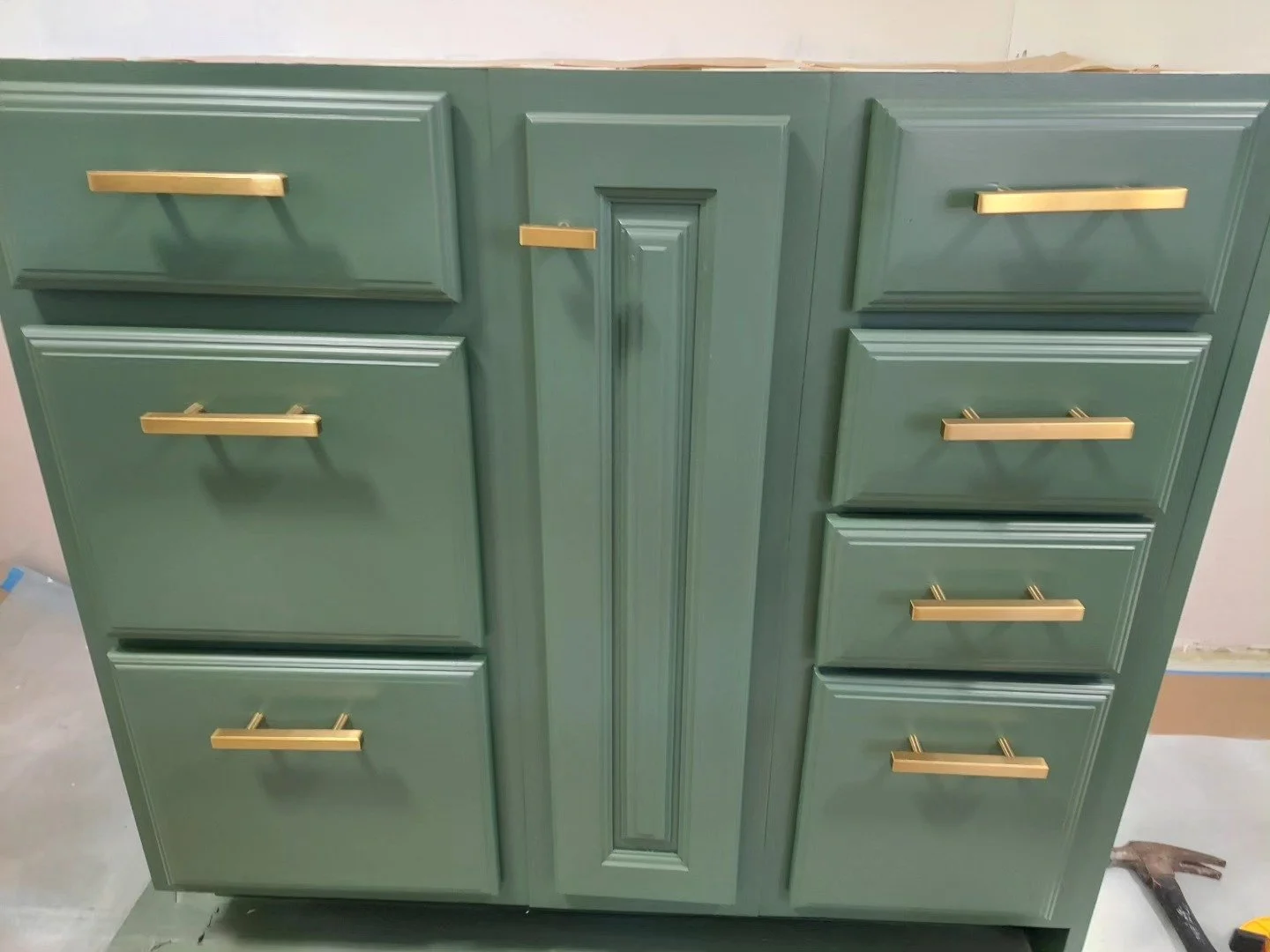 Kitchen cabinets with new paint and hardware