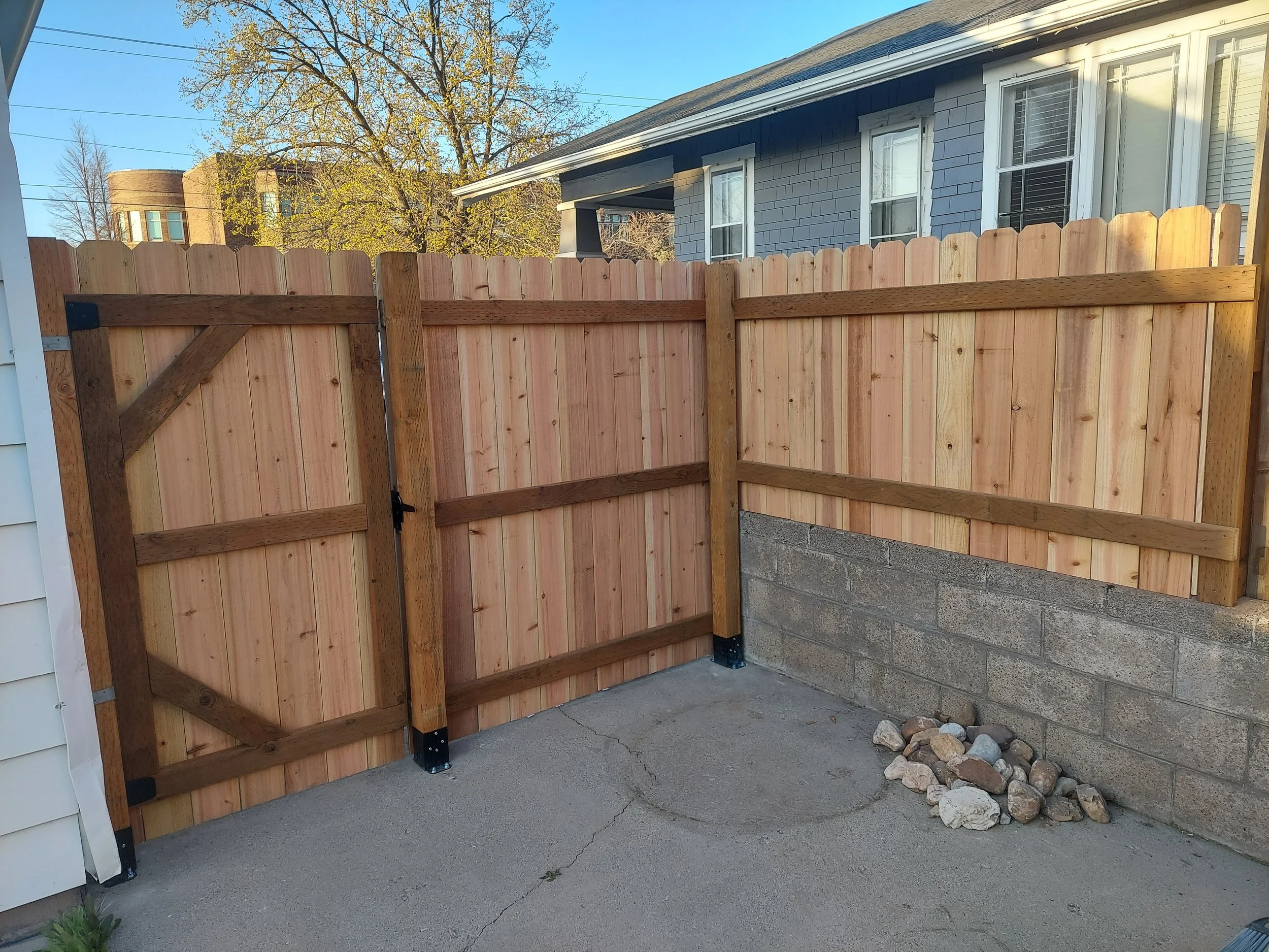 Inside of new cedar fence and gate build
