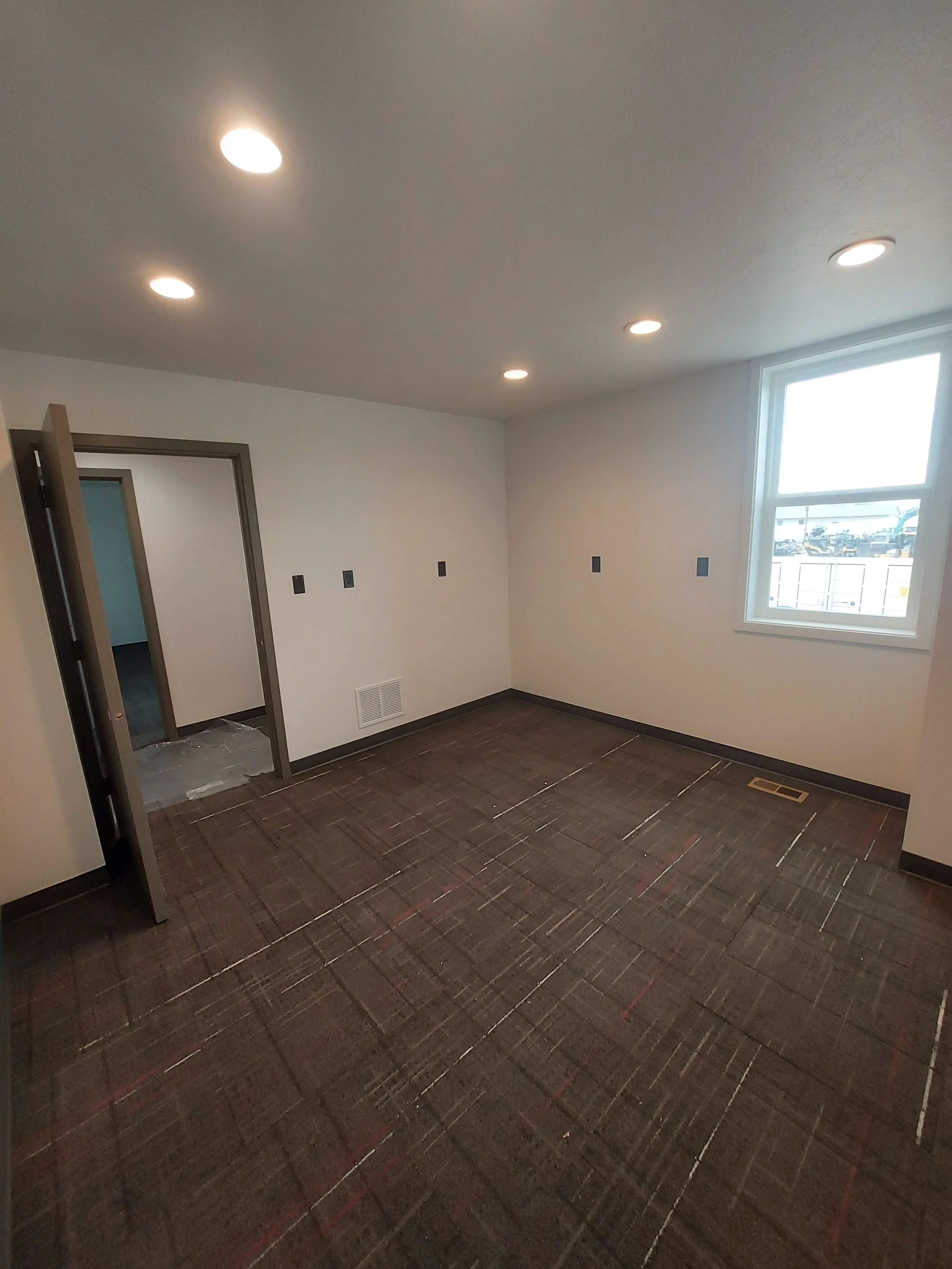 New construction offices after prime and paint