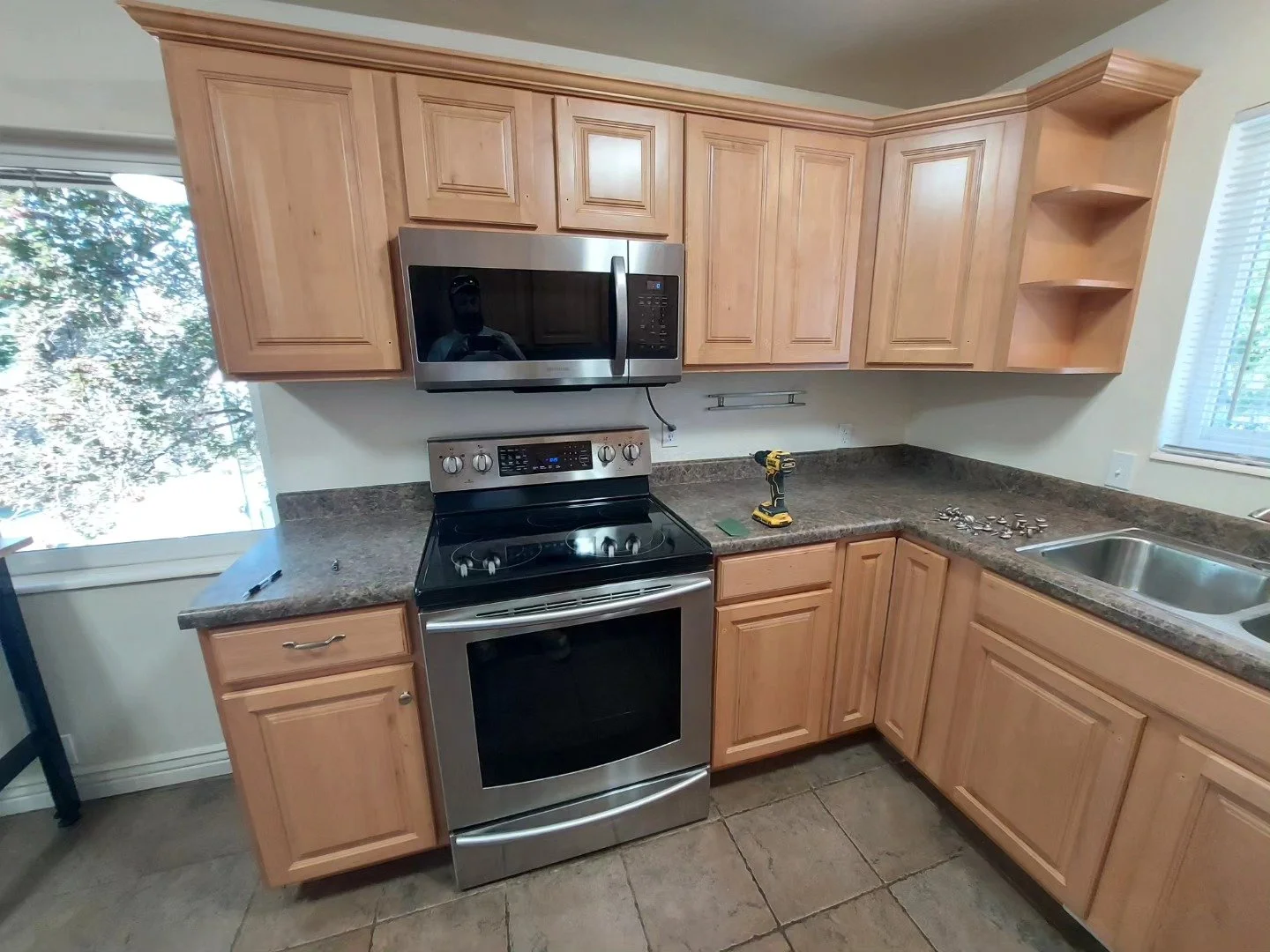 Cabinet painting before door removal