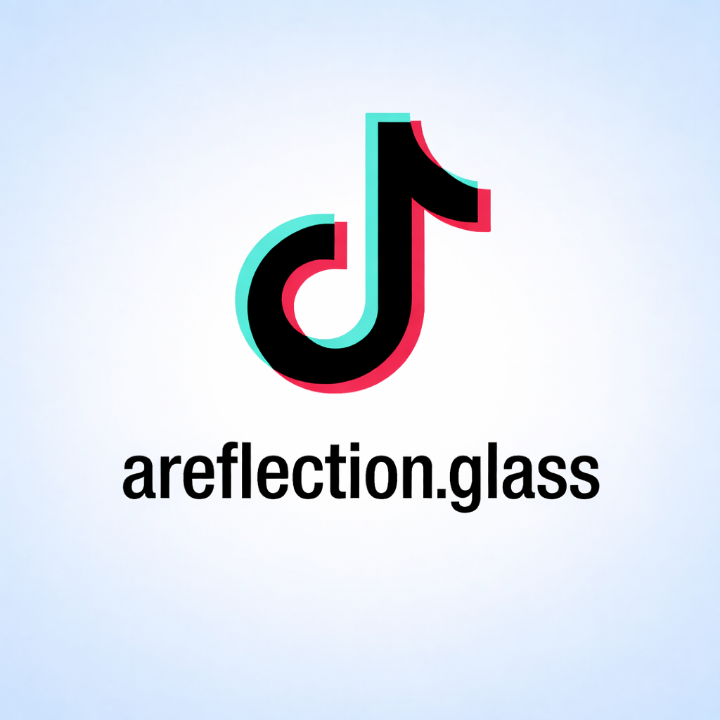 TikTok logo with the text 'areflection.glass' below it.
