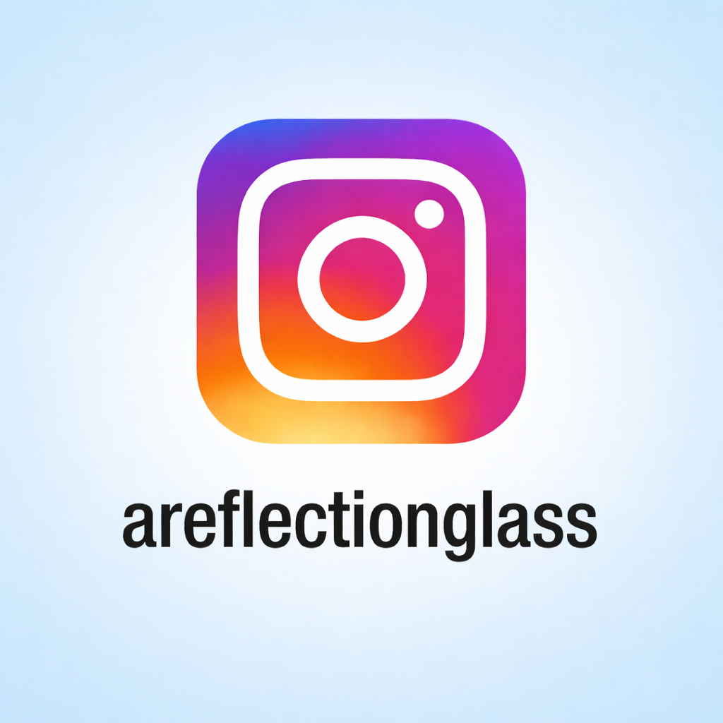 Instagram logo with the username 'areflectionglass' written below.