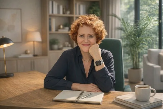 Christina Bauer-Plank, executive coach and founder of CBP Equity, seated in private office