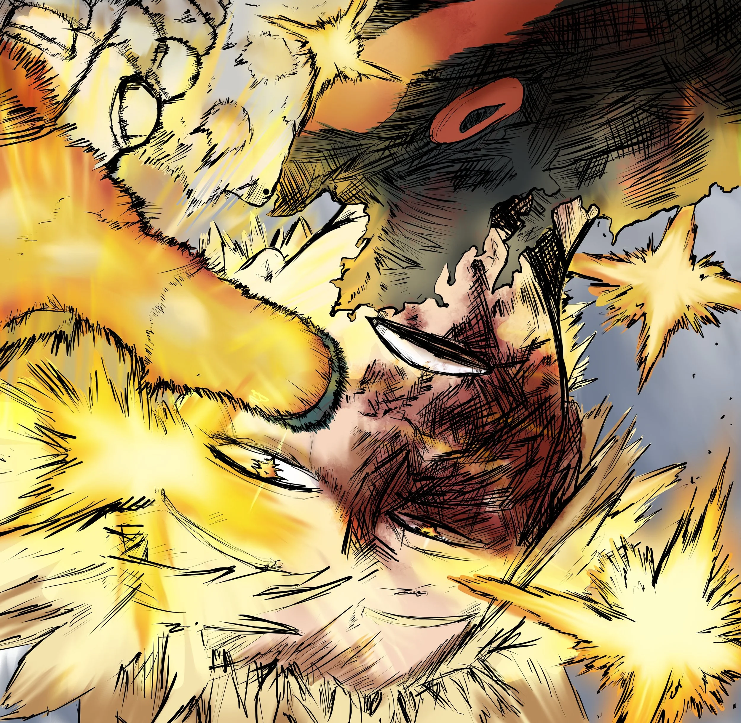 Drawing of Bakugo from the anime My Hero Academia