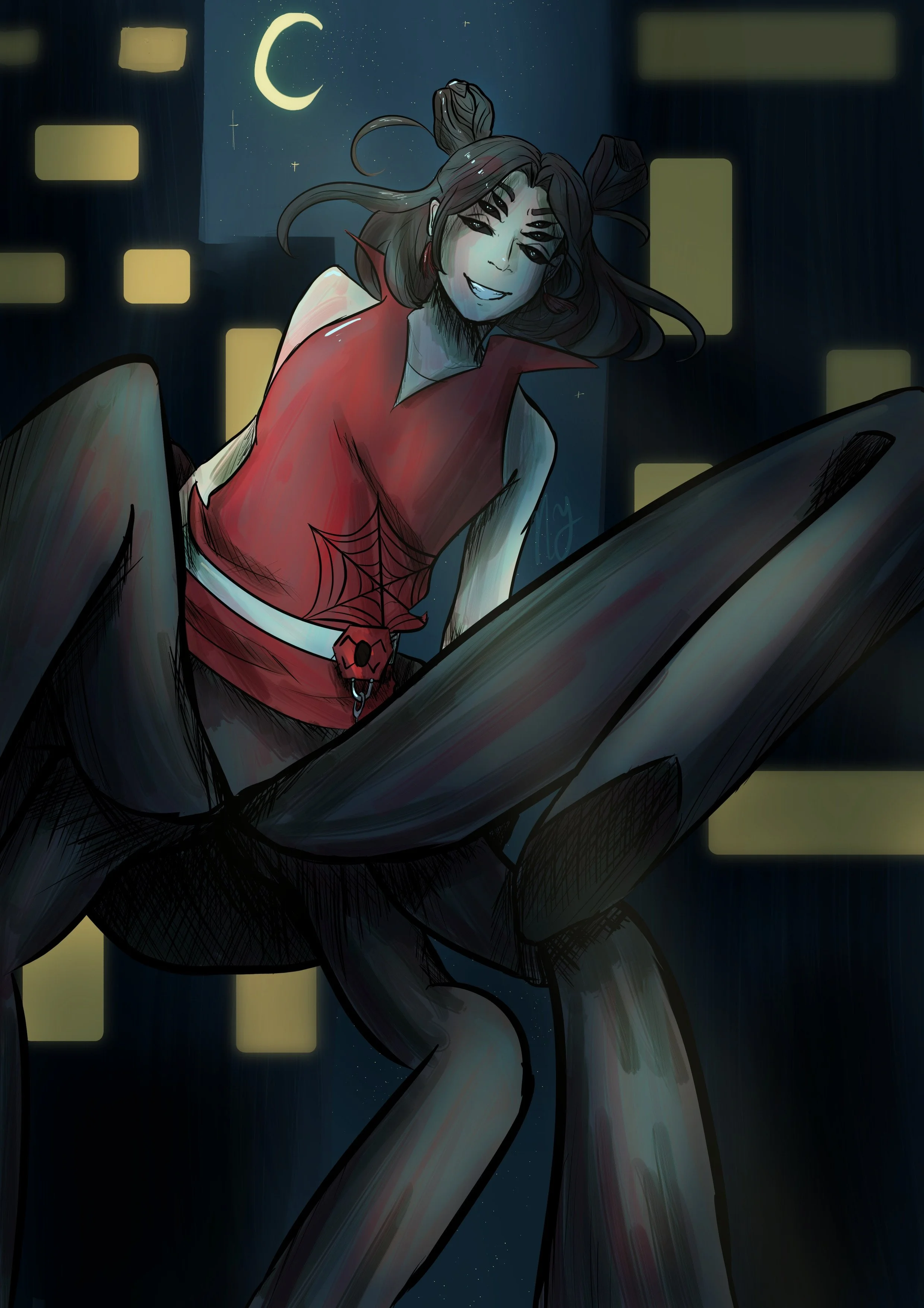 A drawing of Silent Silk (an original character made by Mal)