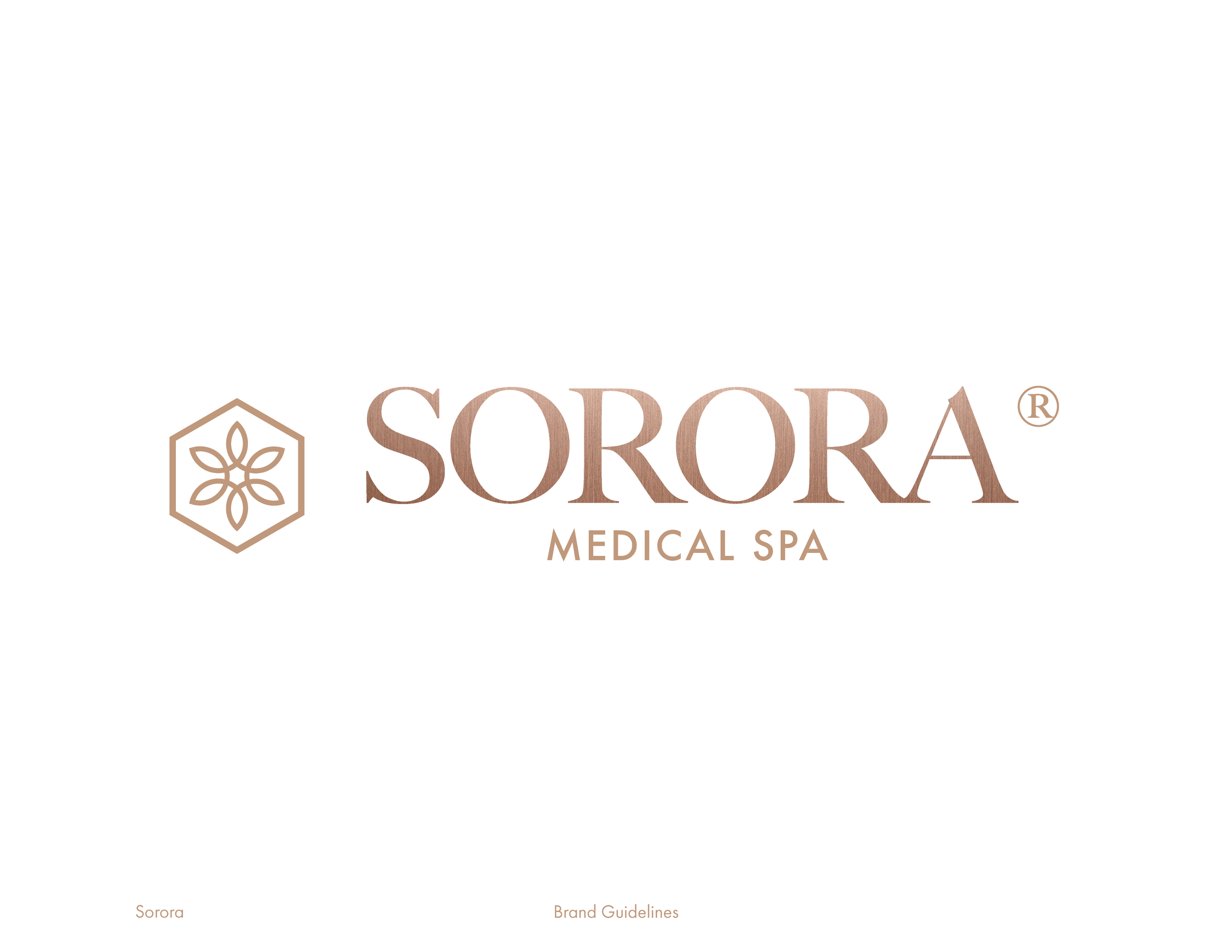 Sorora Medical Spa logo with a hexagon containing a floral design, and the text 'SORORA' in large letters and 'MEDICAL SPA' below.
