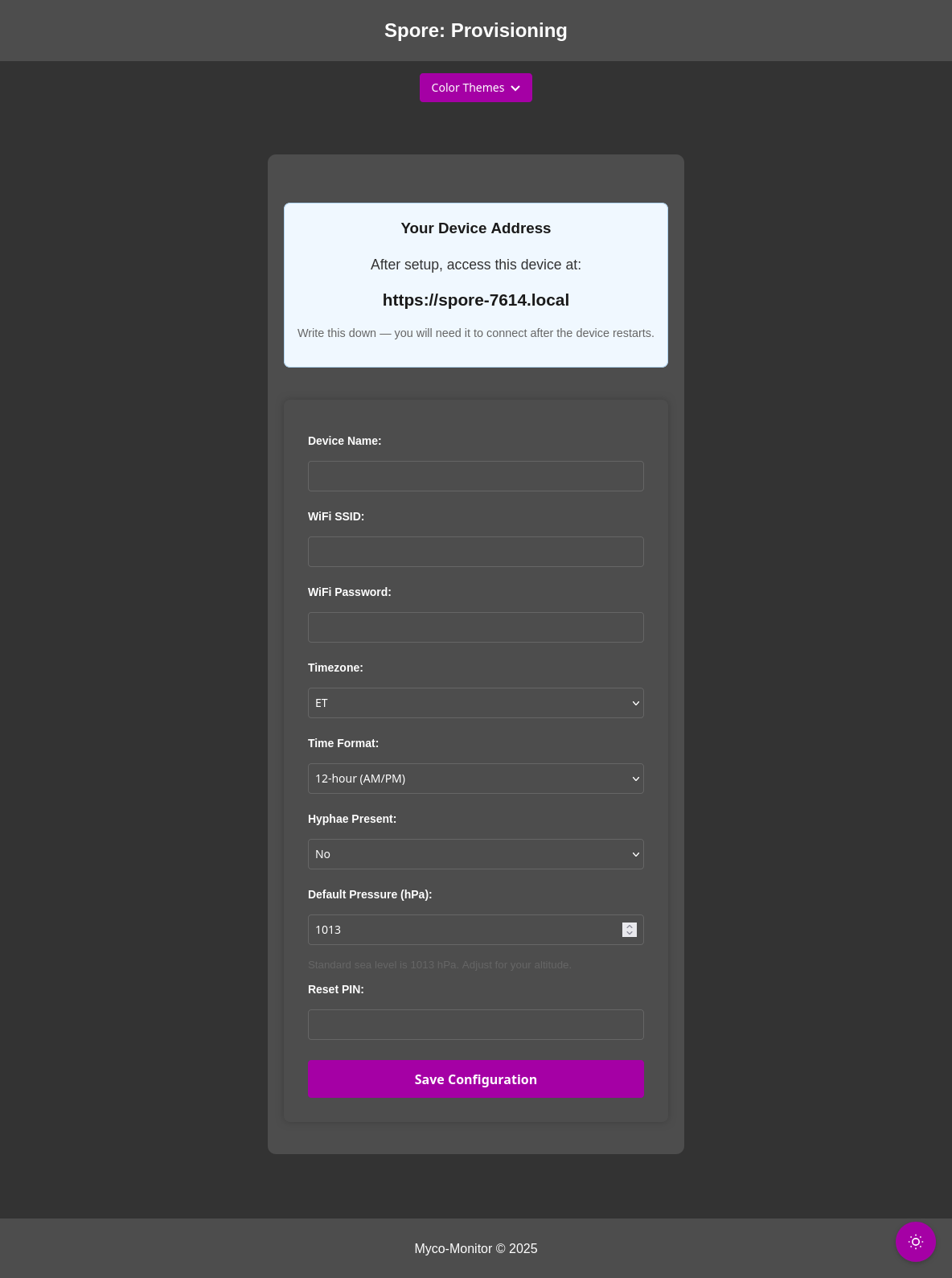 Spore: Provisioning Page