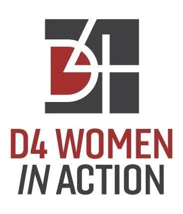 D4 Women in Action logo with stylized number 4 and text
