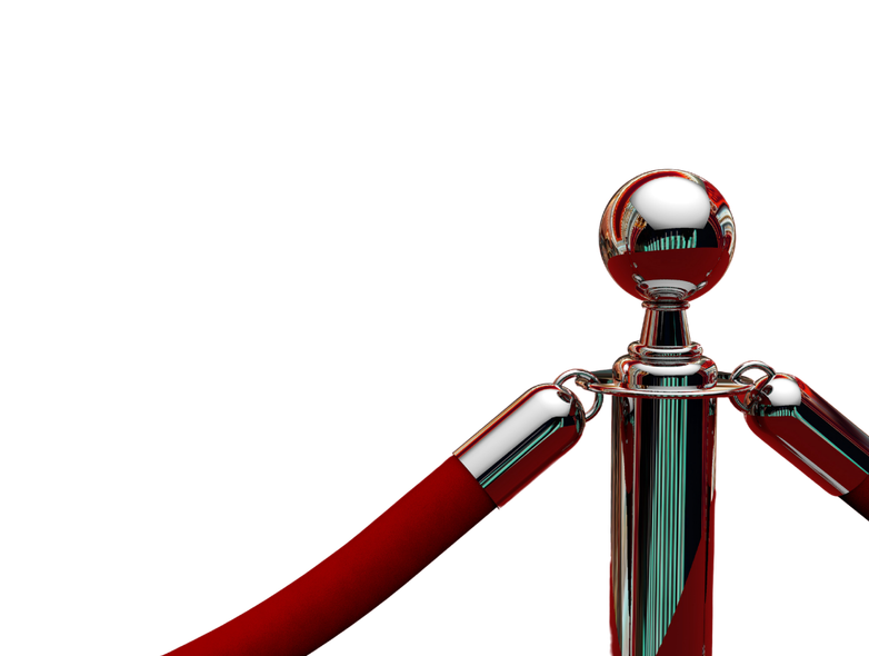 Rope stanchion infront of large double doors