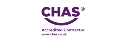 CHAS logo in purple with a smiley face beneath it, indicating accreditation and a website link.