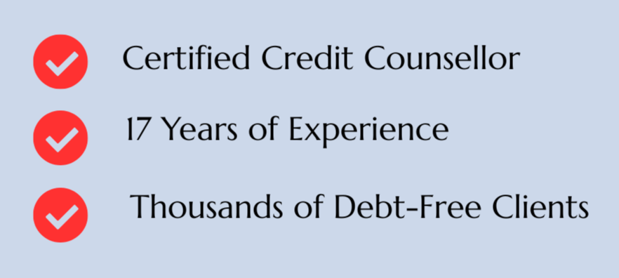 Credential checklist for 911 Debt Solution Canada- certified credit counsellor, 17 years of experience, and thousands of debt-free clients in Toronto and Ontario.