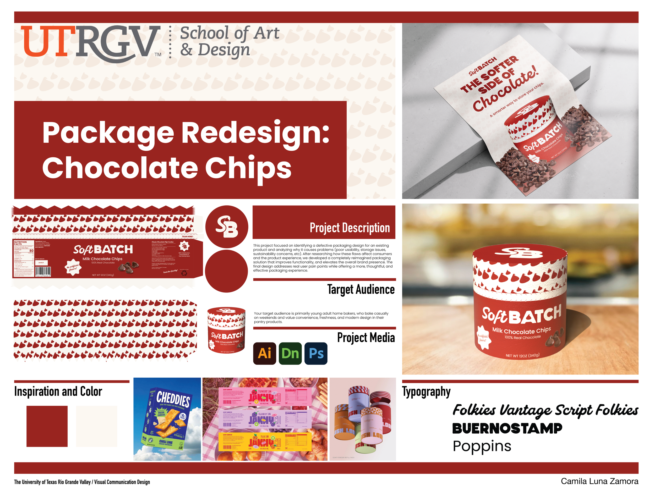 SoftBatch - Packaging Redesign

SoftBatch is a packaging design project focused on investigating a “failed” or defective package from an existing product. The project analyzes how graphic design influences not only the visual appeal of packaging but 