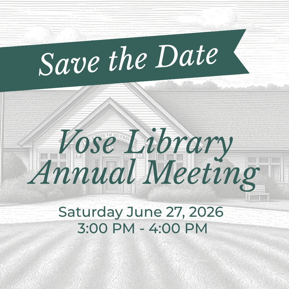 Graphic that says "Save the Date" Vose Library Annual Meeting