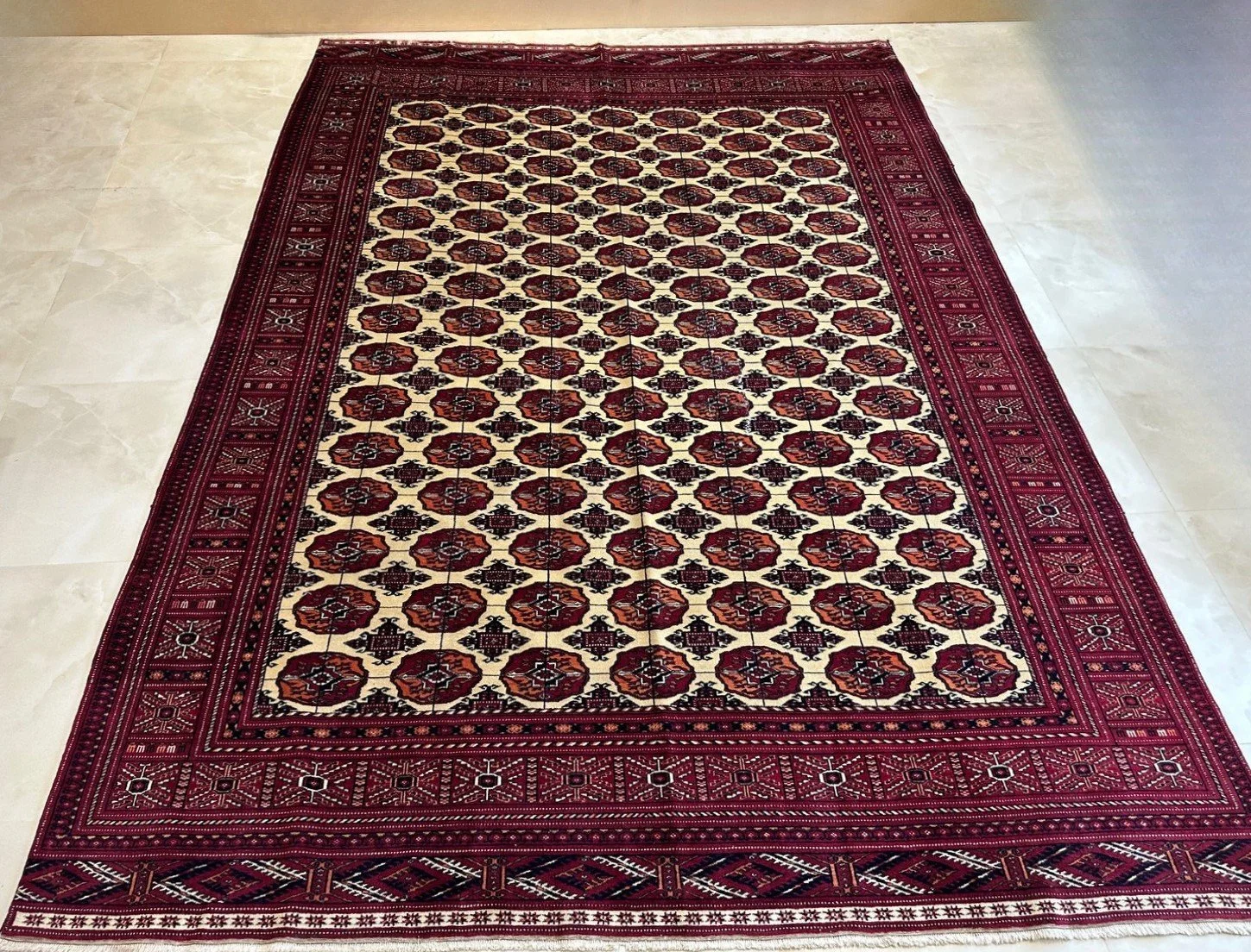 Master-Signed Saber Turkeman Design Wool Rug