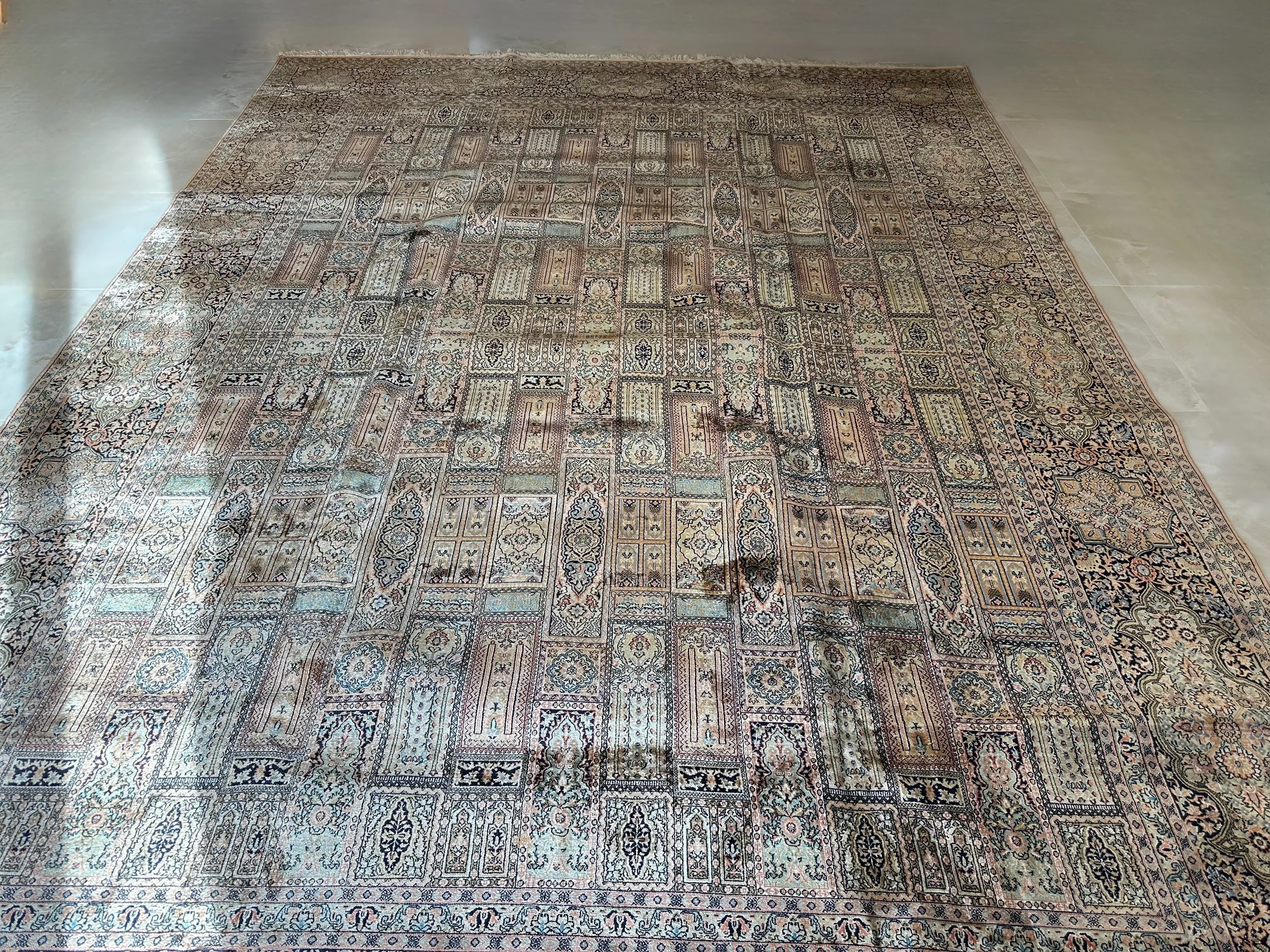 Monumental Kashmir Silk "Garden Design" Rug