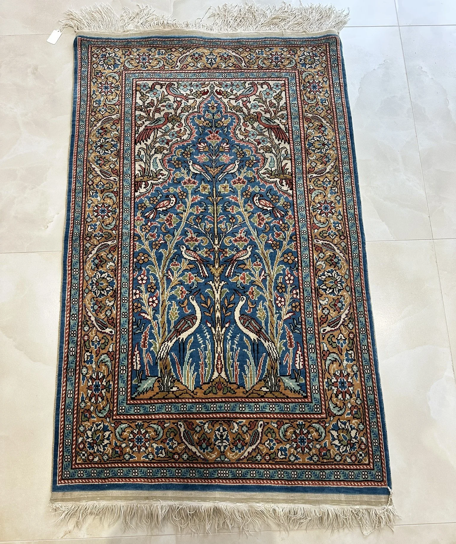 Fine Turkish Silk Kayseri "Tree of Life" Rug – Bird of Paradise Design