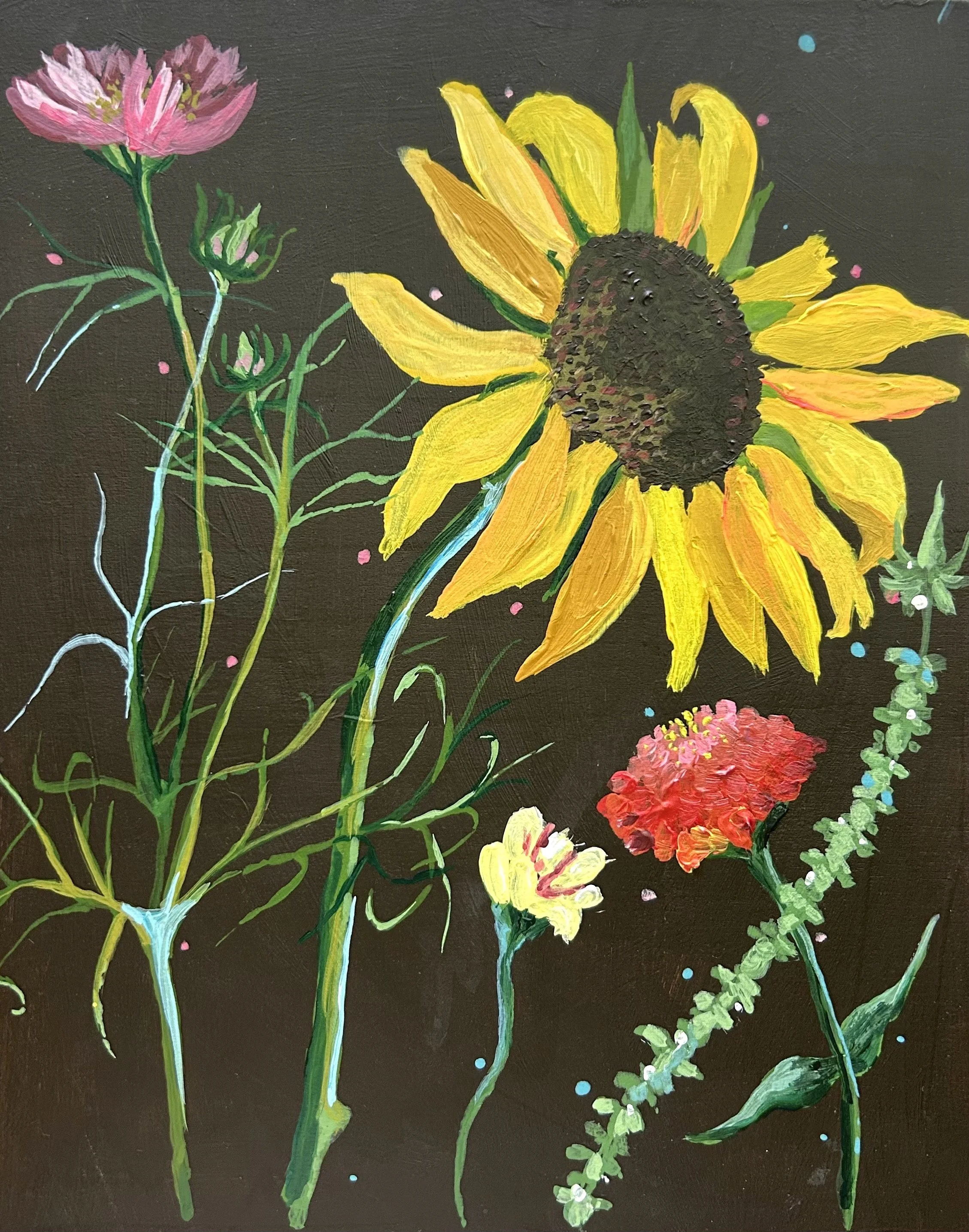 July's Flowers,
8x10 in., 
Acrylic on Panel, 
2026,
Available
