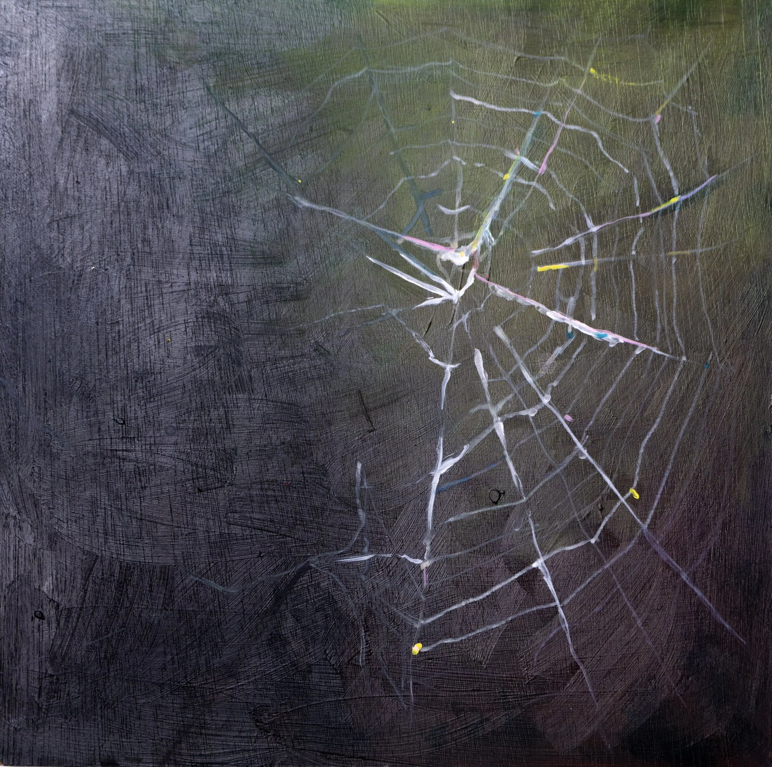 Spider's Webb,
10x10in.,
Acrylic on Panel, 
2025,
Available