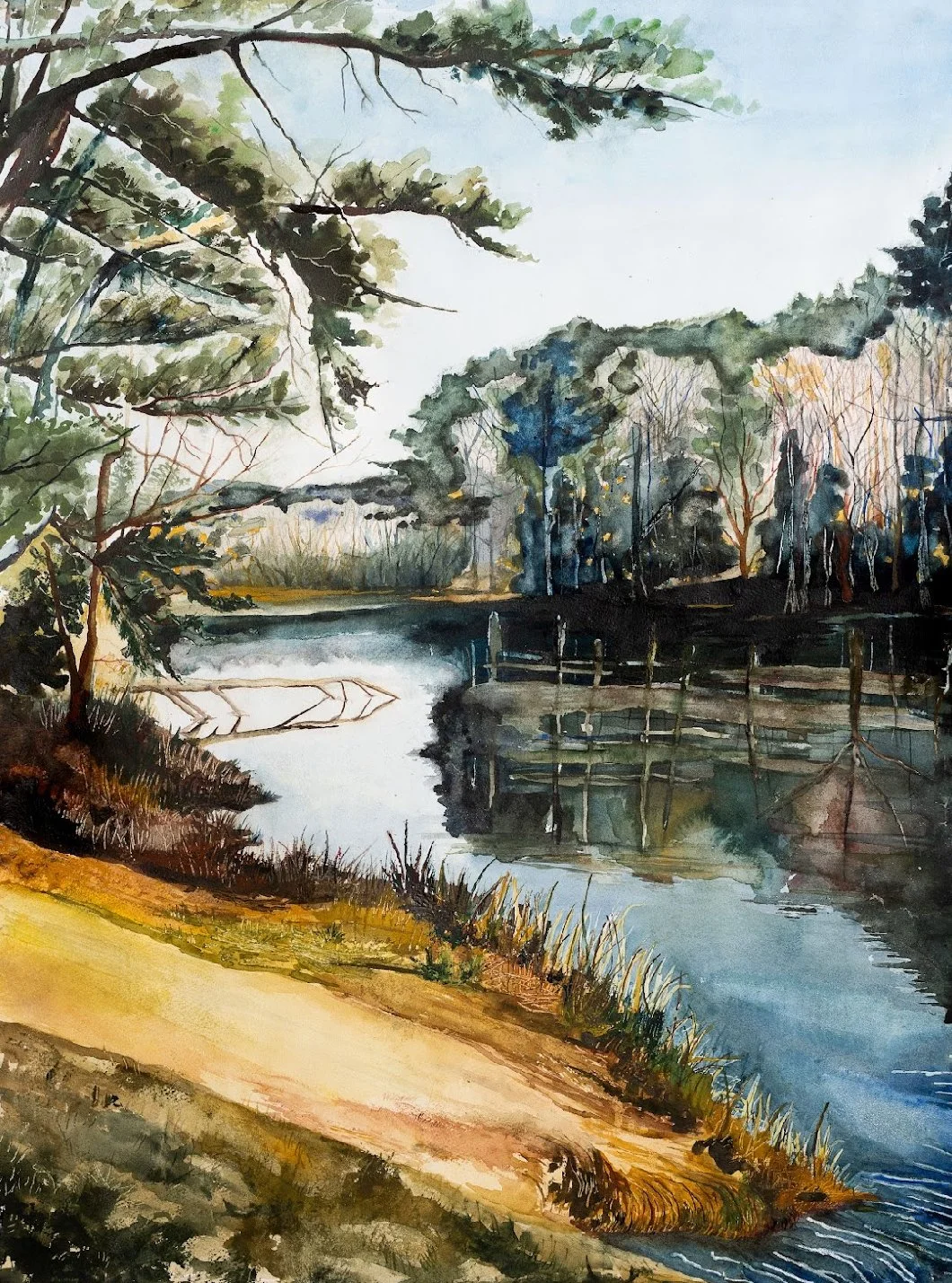 Stick in Pond,
22x30in.,
Watercolor on Paper,
2024,
Available,
