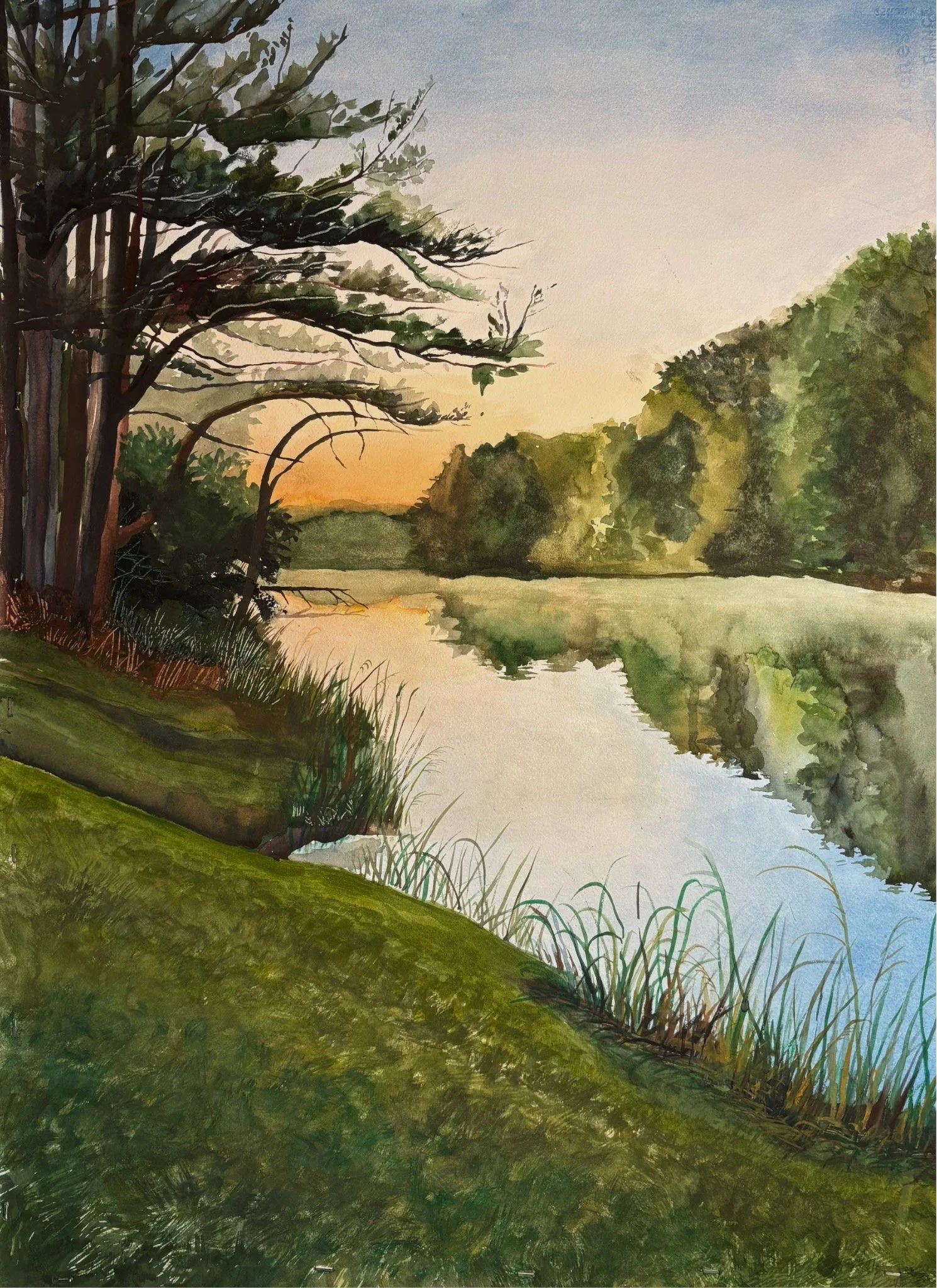 Stick in Pond 2,
22x30in.,
Watercolor on Paper,
2025,
Sold