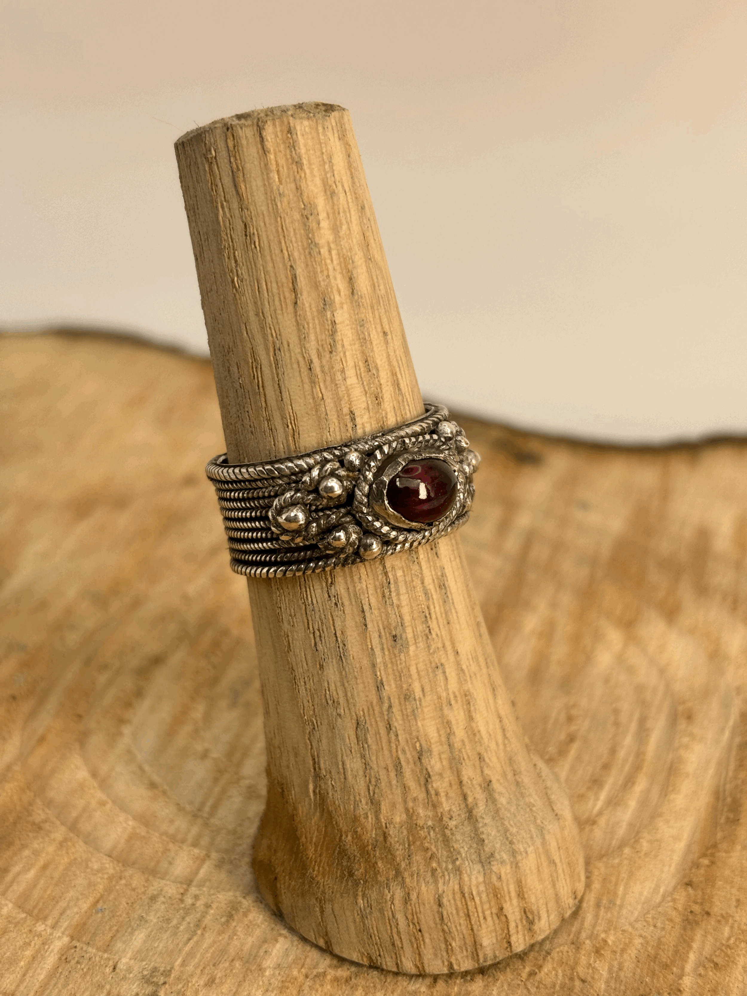 Viking/Anglo Saxon filigree and garnet silver ring