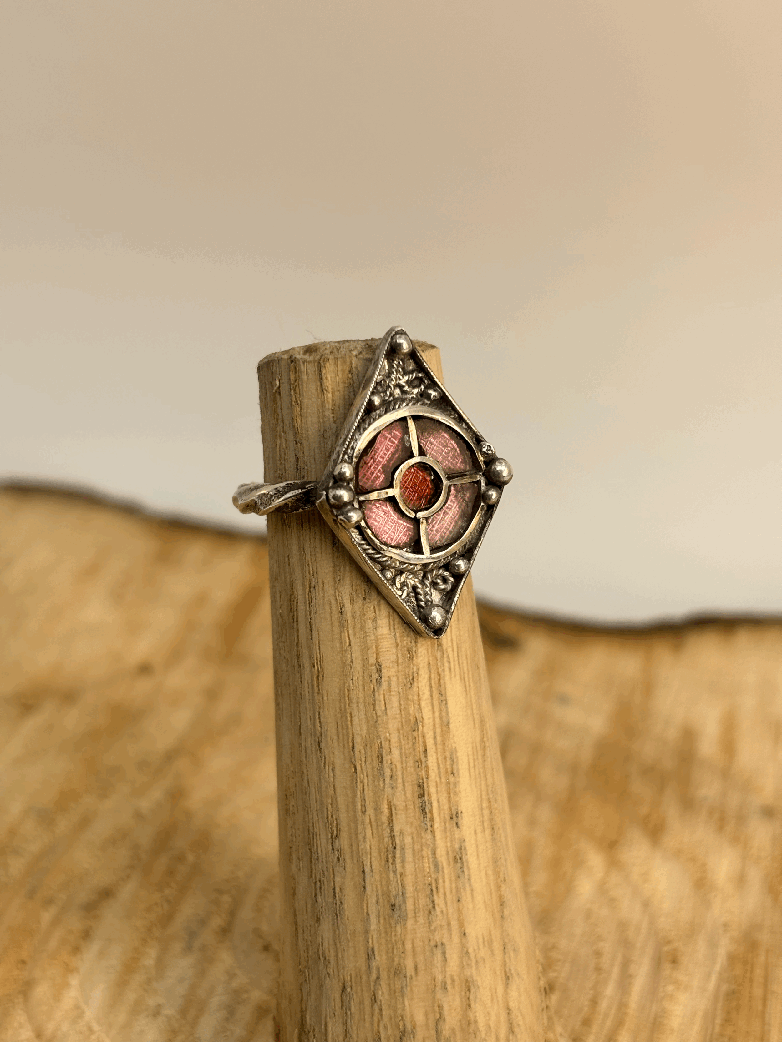Anglo Saxon inspired silver ring filigree and garnets