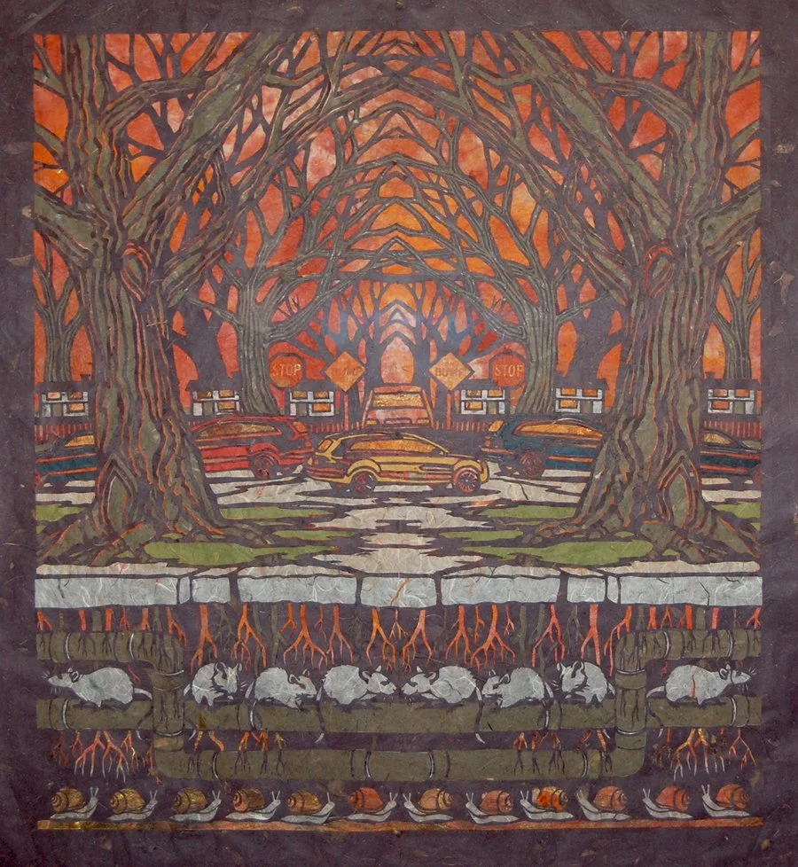 Neighborhood, 2012, Paper, 35” x 33”