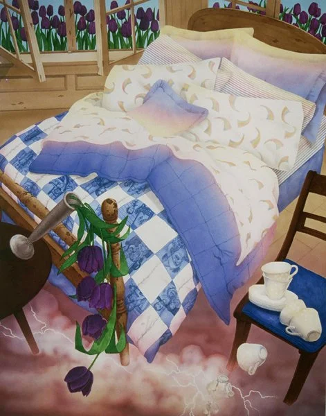 Patchwork Quilt, Watercolor,	24” x 19”
