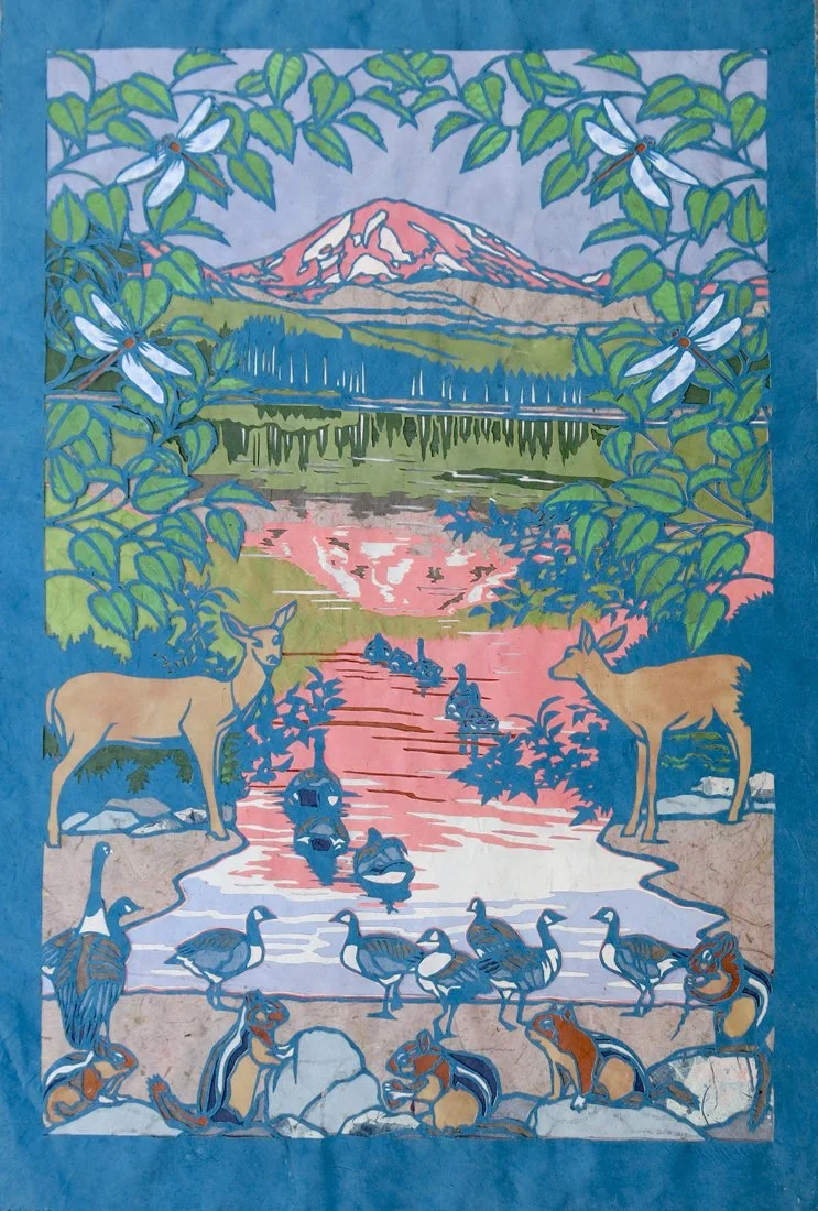 Sunset Gathering, 2021, Paper, 32” x 18”