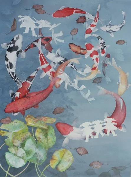 Pond Play, Watercolor, 24” x 18”