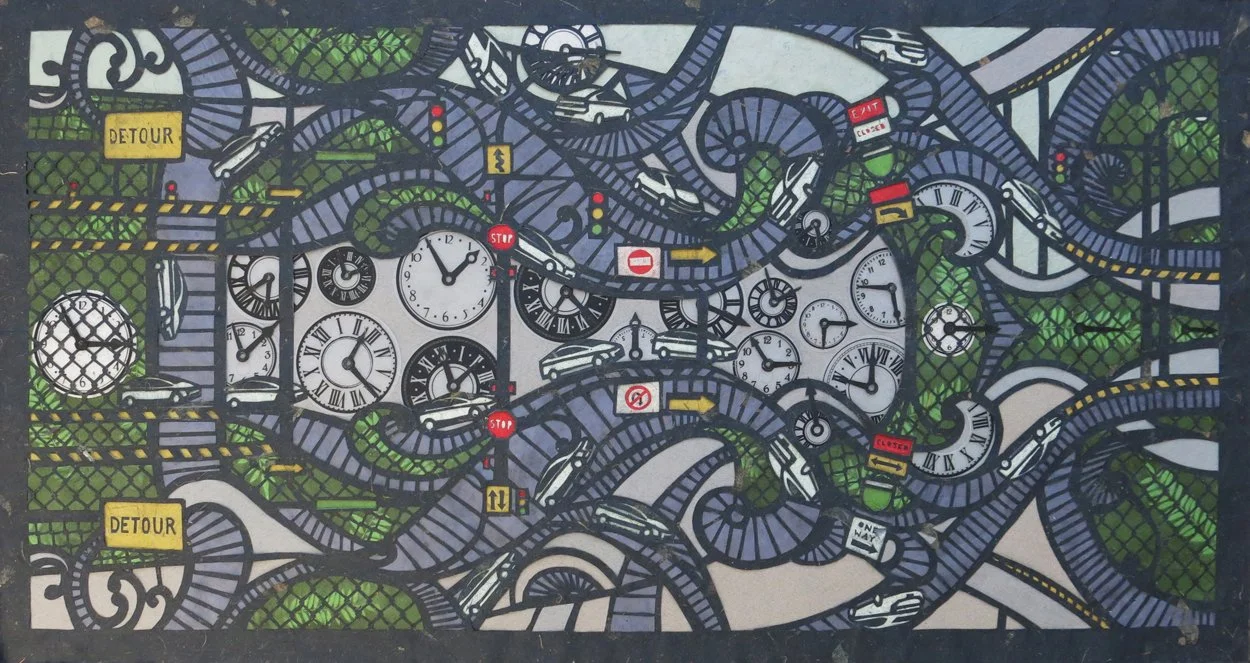 Late, 2015, Mixed Media, 19” x 36”