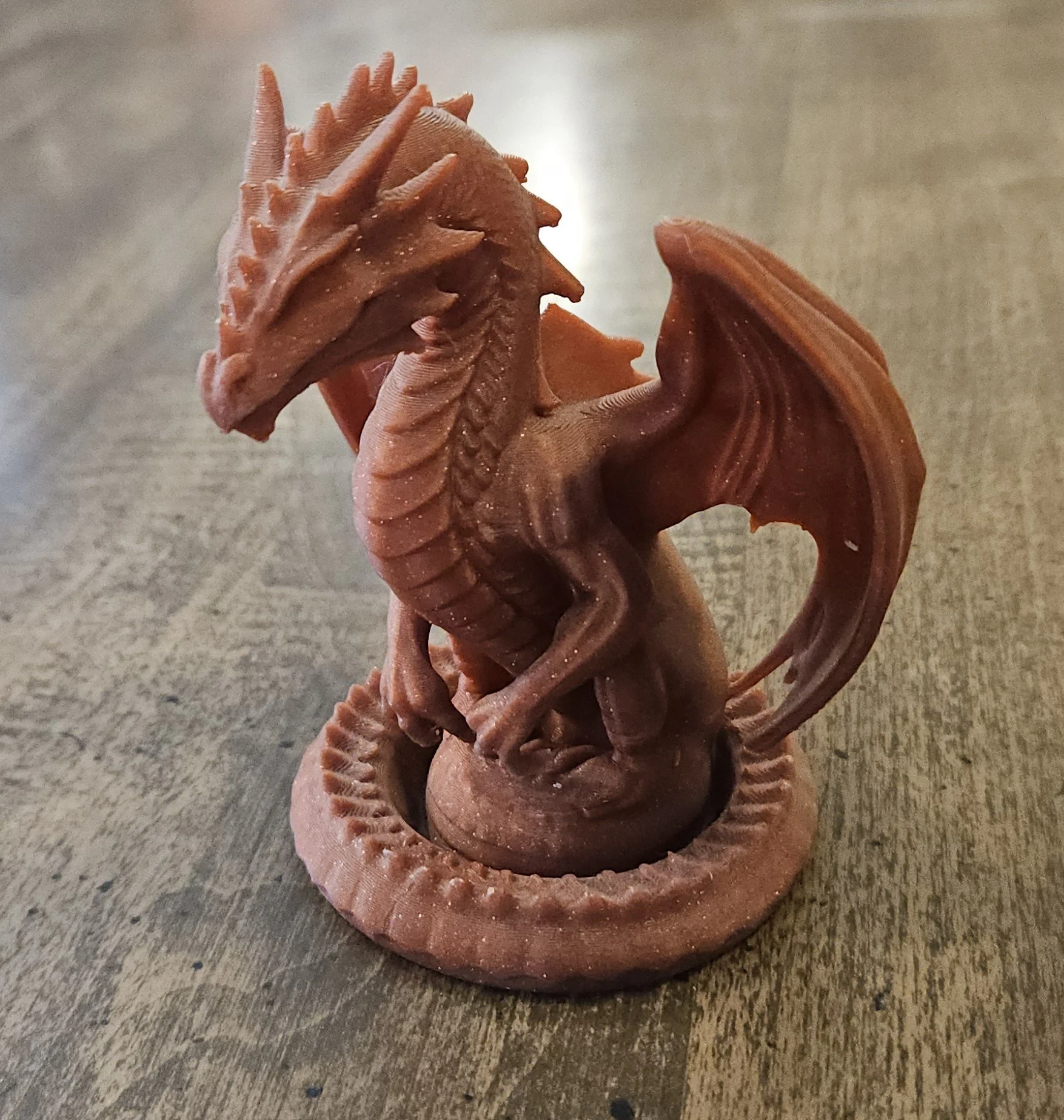 3D Printed Dragon Statue with Coiled Tail