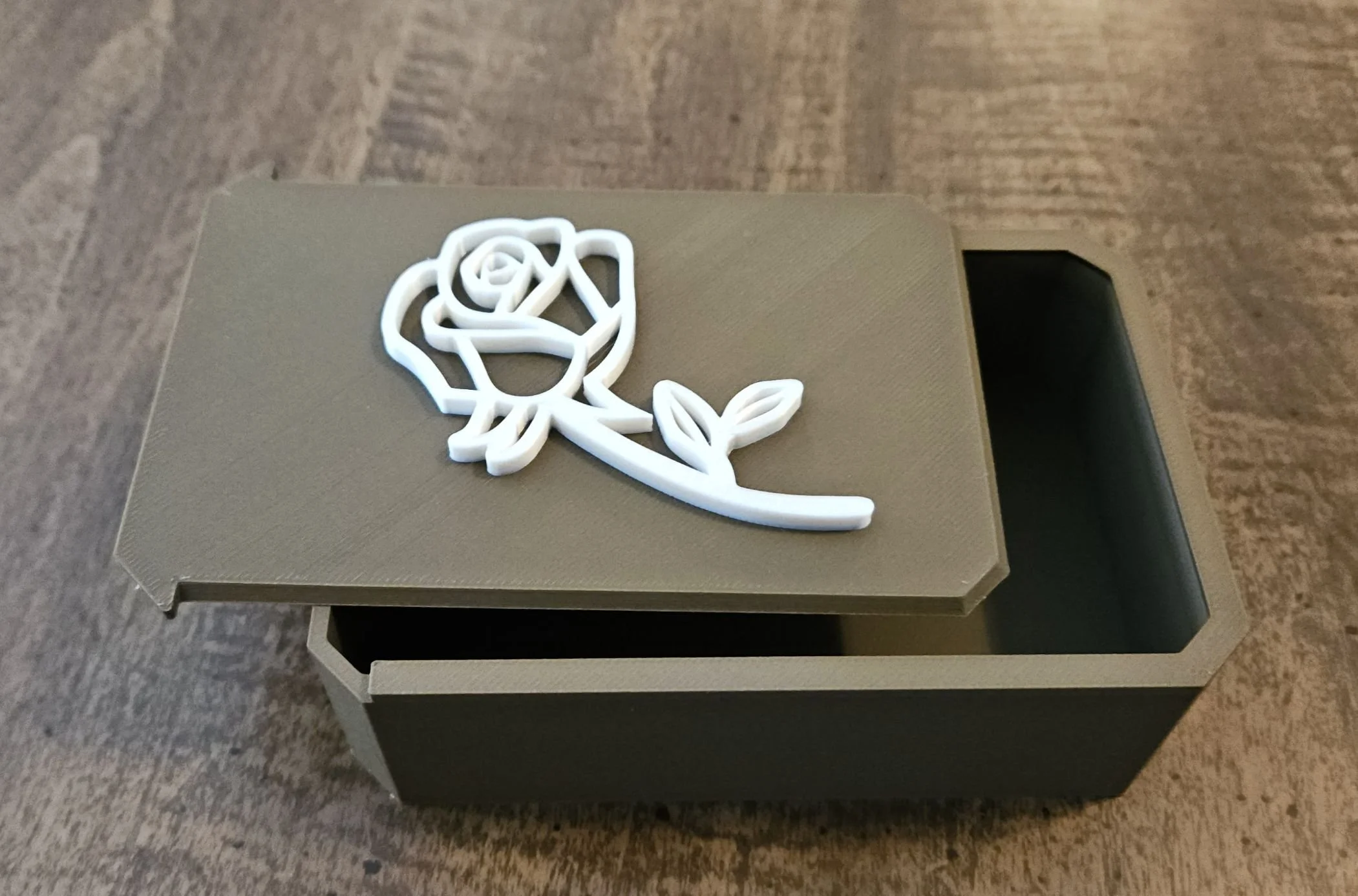 Rose-Decorated Trinket Box with Sliding Lid
