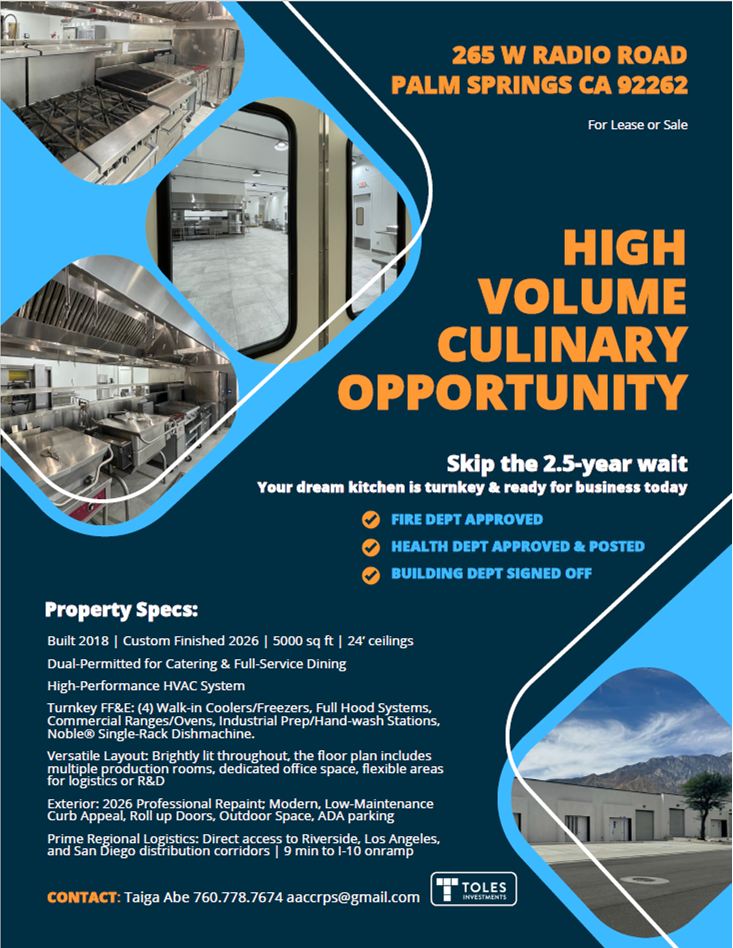 Industrial Kitchen For Sale Flyer