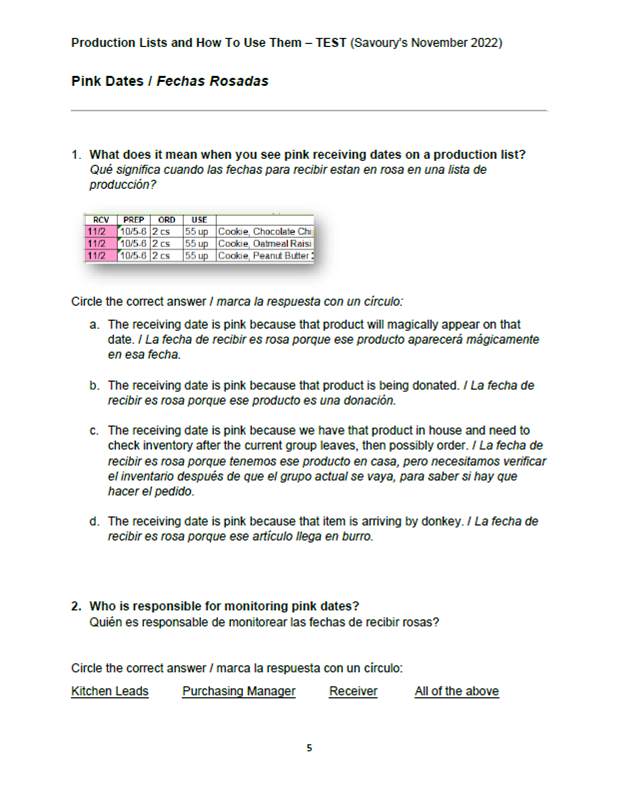 Bilingual open book test, example 2